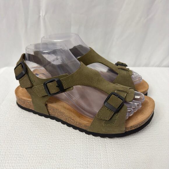 Taos MVP Suede Cork Sandals Womens Size 8 Olive Green Spain Adjustable Straps - Picture 1 of 8